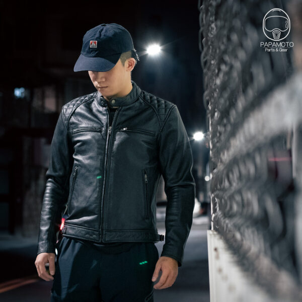 DEGNER 18SJ-6 菱格復古騎士皮衣 - 黑 (七件式護具 皮革防摔衣