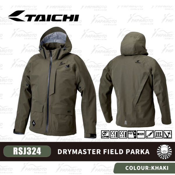 TAICHI RSJ324 防風防水防摔衣 - 綠 (連帽 Drymaster