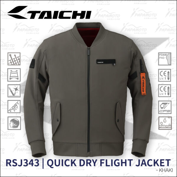TAICHI RSJ343 防摔衣 - 綠 (快乾防潑水飛行夾克