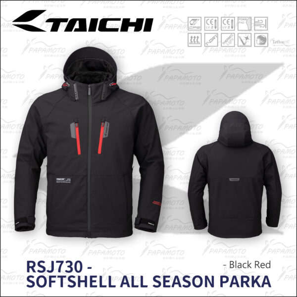 TAICHI RSJ730 軟殼防摔衣 - 黑紅 (秋冬防風保暖 4季型