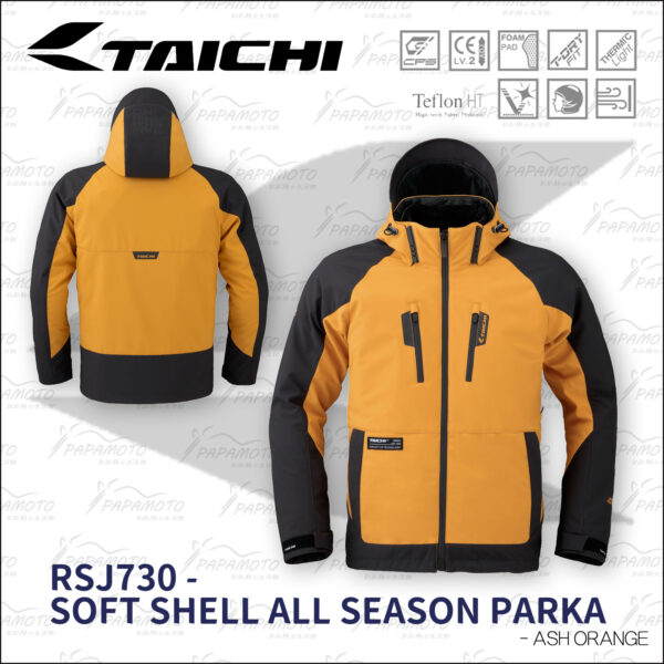 TAICHI RSJ730 軟殼防摔衣 - Ash Orange (秋冬防風保暖 4季型