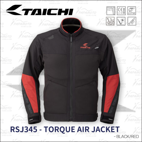 TAICHI RSJ345 夏季網眼防摔衣 - 黑紅 (7件式護具