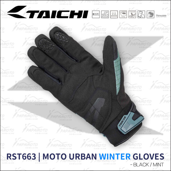 TAICHI RST663 騎士冬季防水手套 - BLACK/MINT